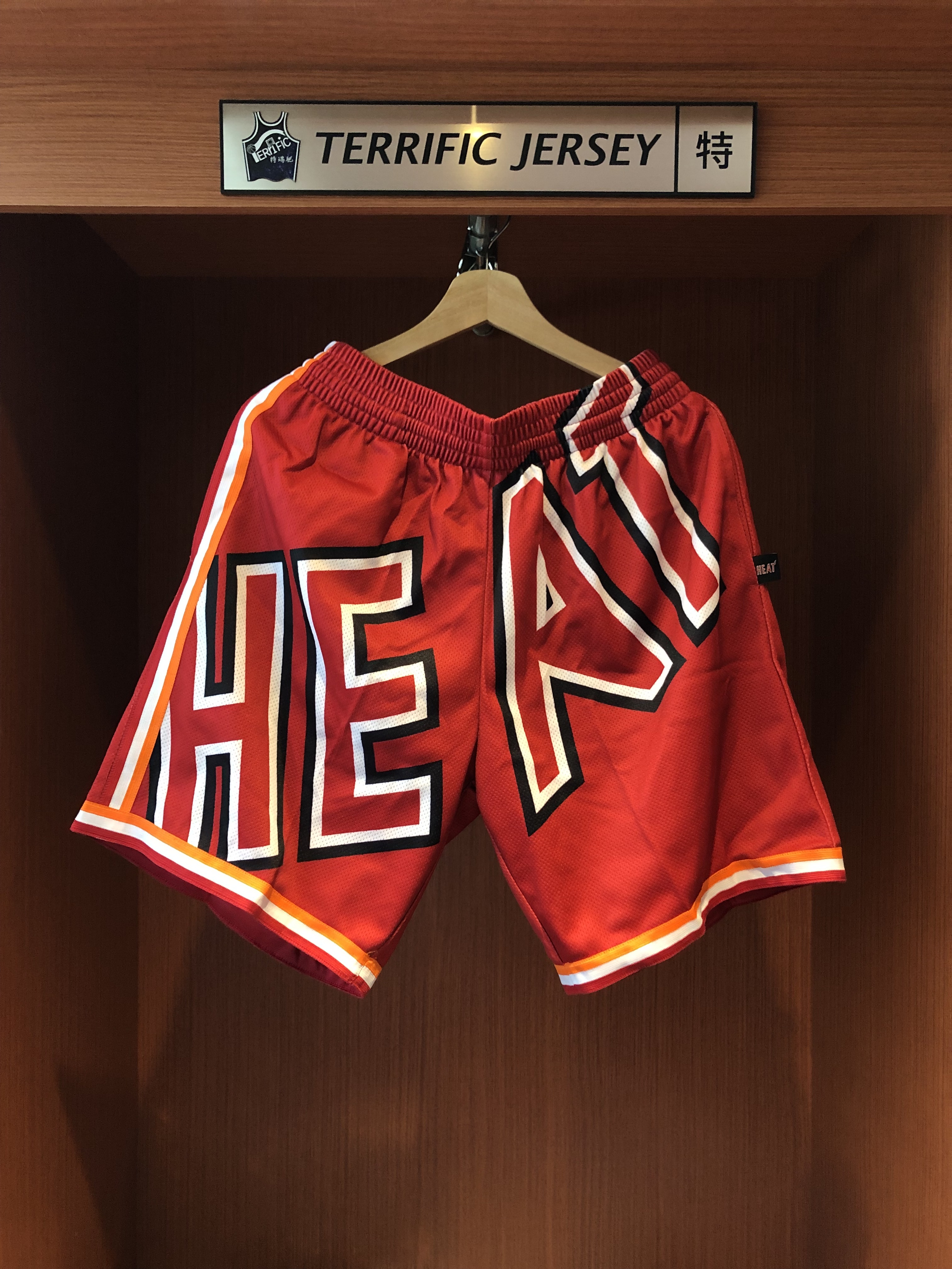 NBA球褲 Big Face 邁阿密熱火 復古紅 M&N Shorts 染印 有口袋 全新