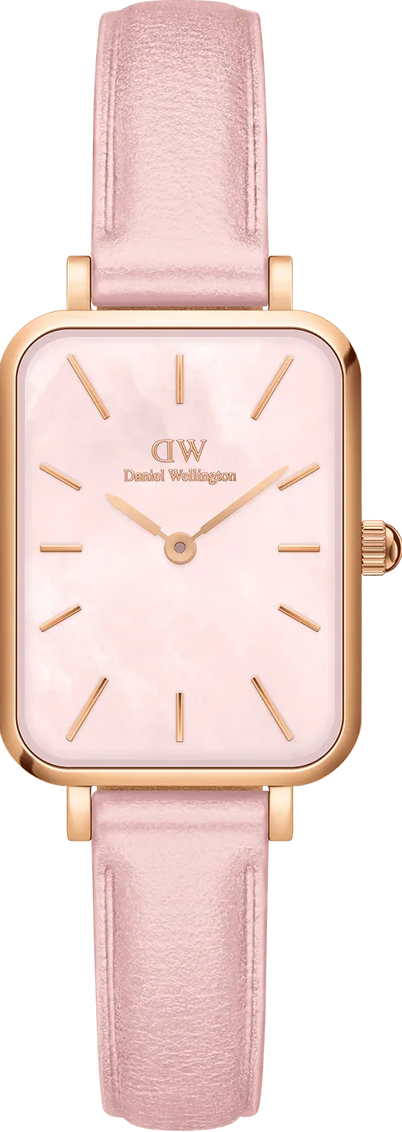 萬年鐘錶 - DW - Daniel Wellington   QUADRO CHERRY BLOSSOM系列 錶徑 : 20x26mm 方形粉色珍珠貝皮革女錶  DW00100636