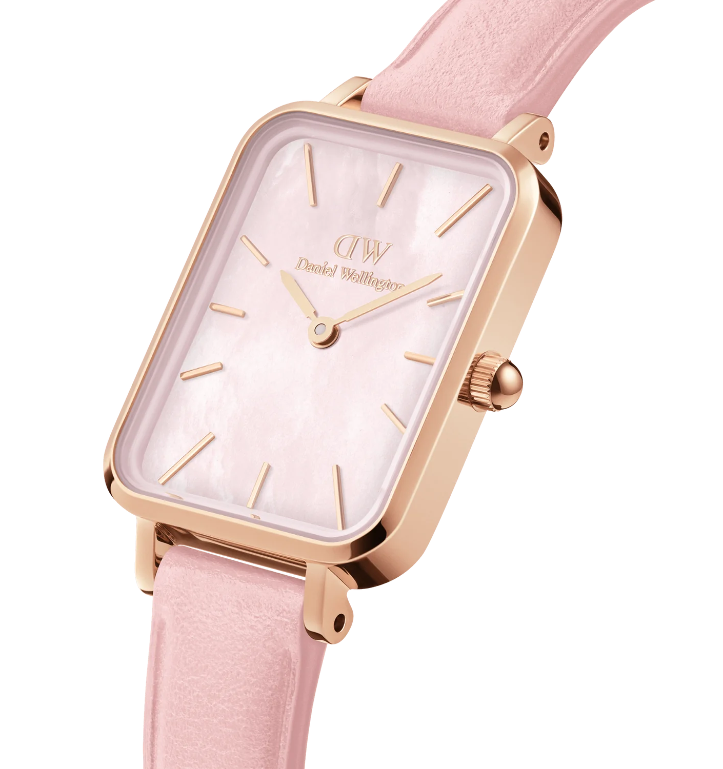萬年鐘錶 - DW - Daniel Wellington   QUADRO CHERRY BLOSSOM系列 錶徑 : 20x26mm 方形粉色珍珠貝皮革女錶  DW00100636