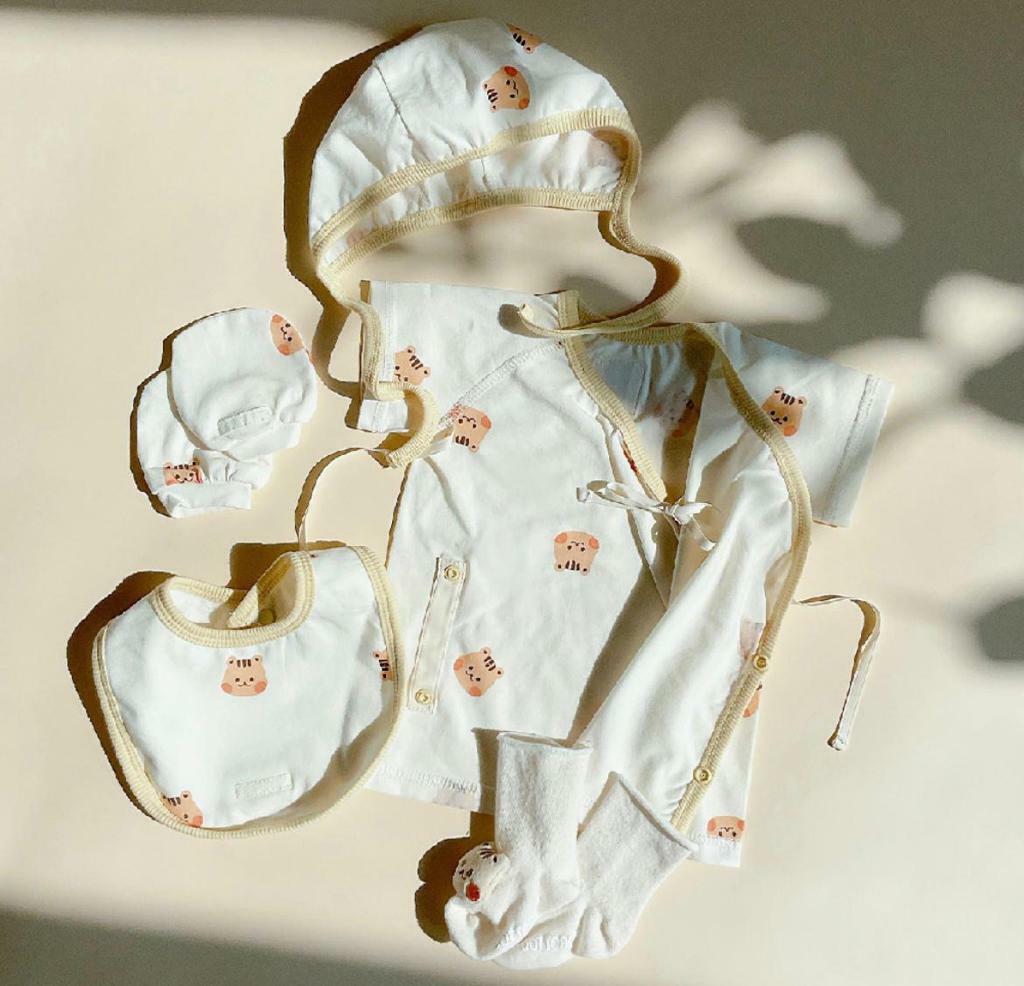 (現貨) DTD 短袖初生set (衫仔+口水肩+帽仔+手套+襪仔) 連禮盒