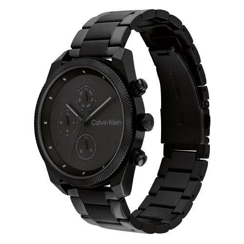 萬年鐘錶 - Calvin Klein   CK   質感經典全黑三眼男錶  25200359  錶徑42MM