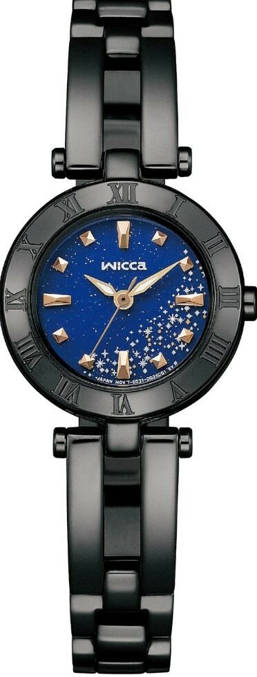 萬年鐘錶 - Citizen - Wicca   公主系列太陽能全黑星空藍女錶  KP2-647-71  錶徑24MM