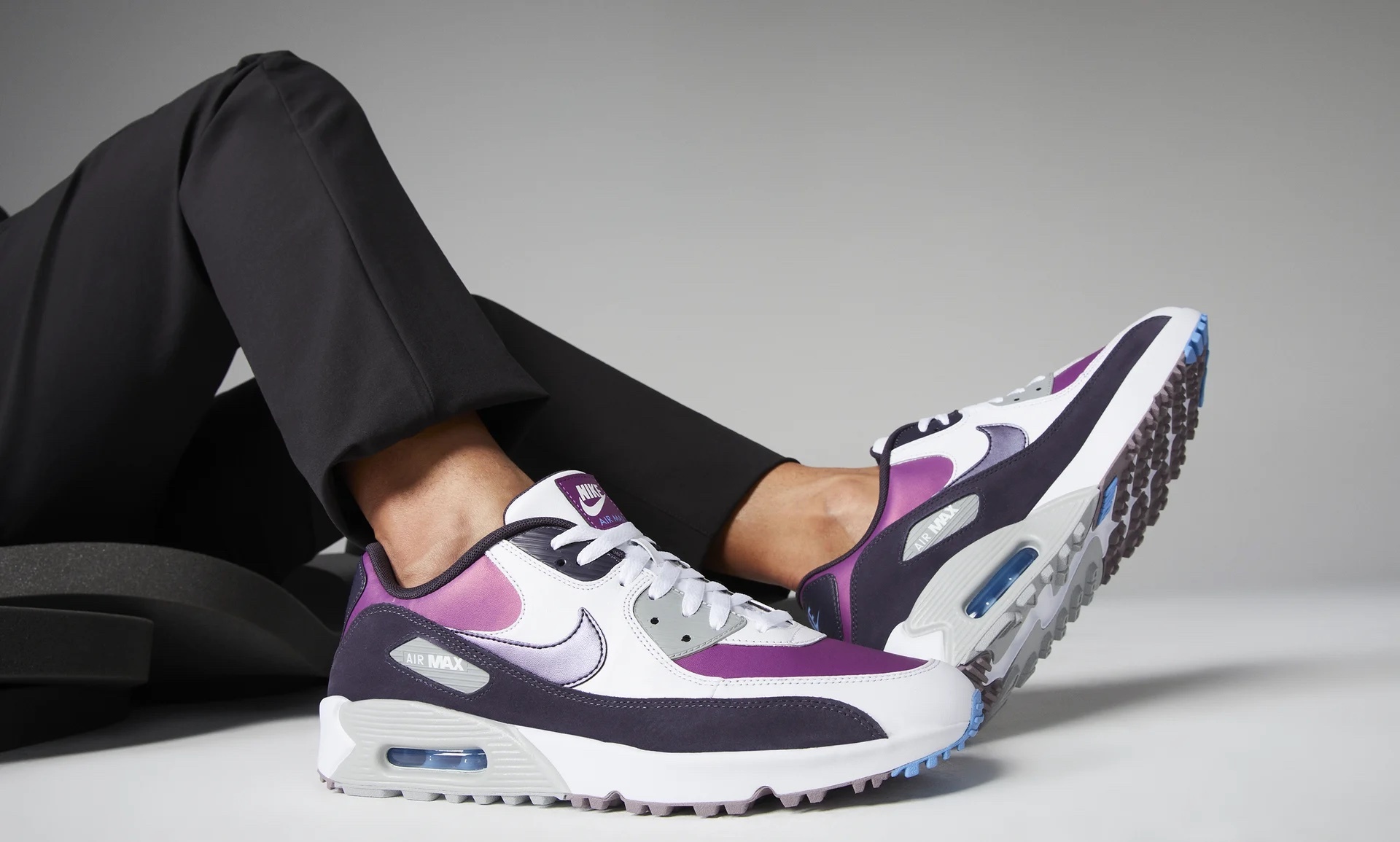 NIKE【男女同款】Air Max 90 G NRG 高爾夫球鞋(無釘/紫白) #DQ4128-155