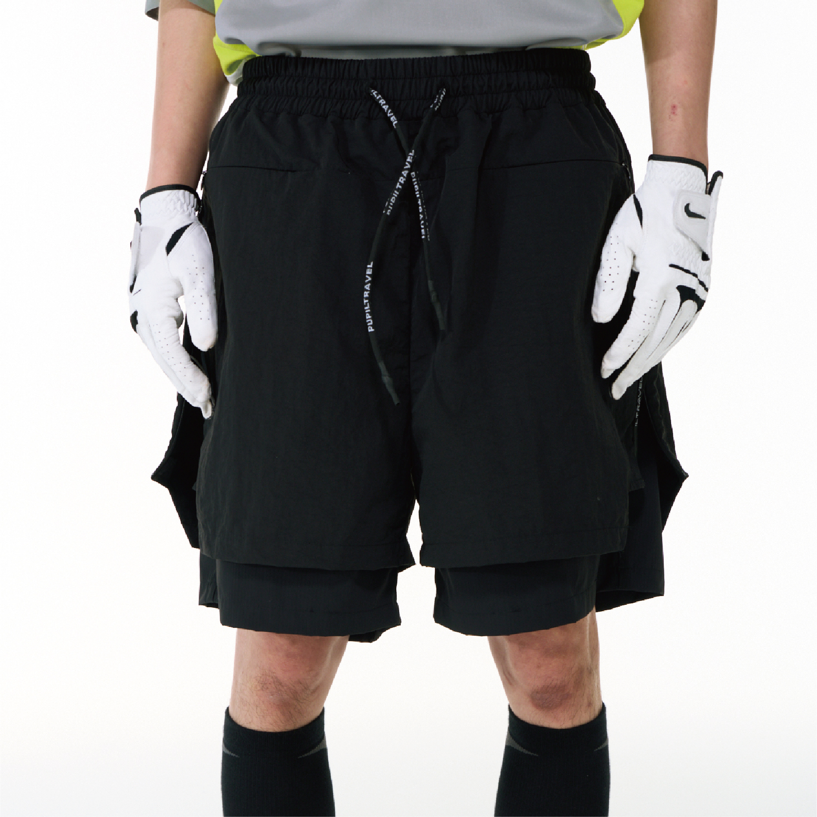 PUPIL TRAVE 雙層速乾運動拉鍊短褲