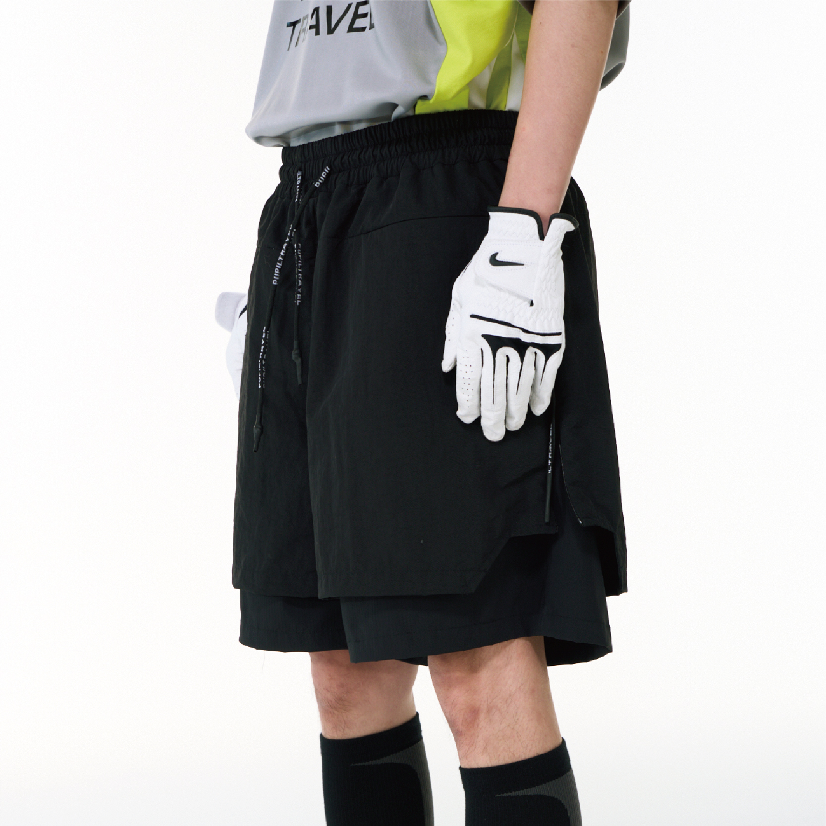 PUPIL TRAVE 雙層速乾運動拉鍊短褲