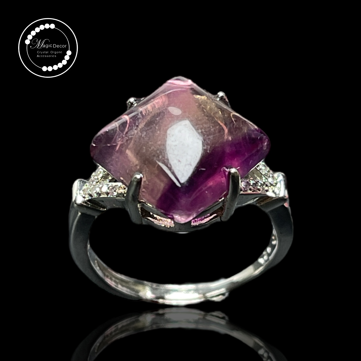 250809 - C96 星光菱形螢石半銀開口戒指（隨機顏色）