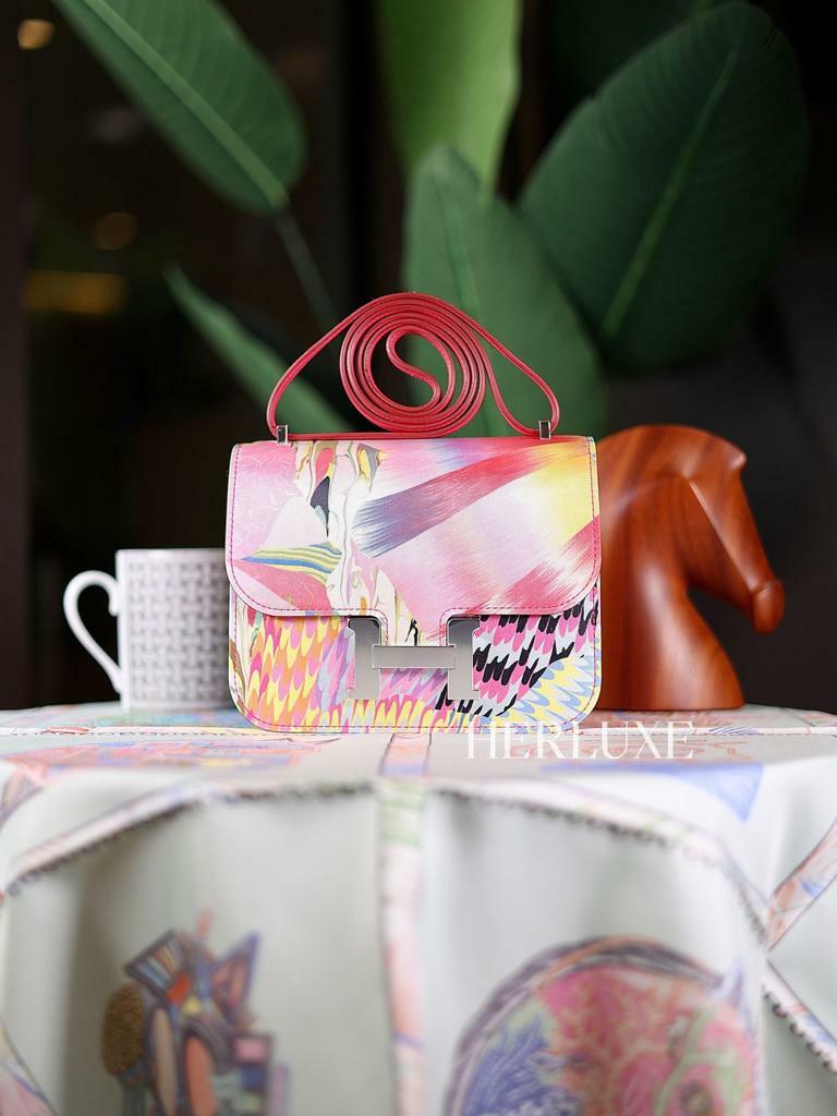 Constance mini marble silk carre multicolor- rose azalee/ rose mexico ck