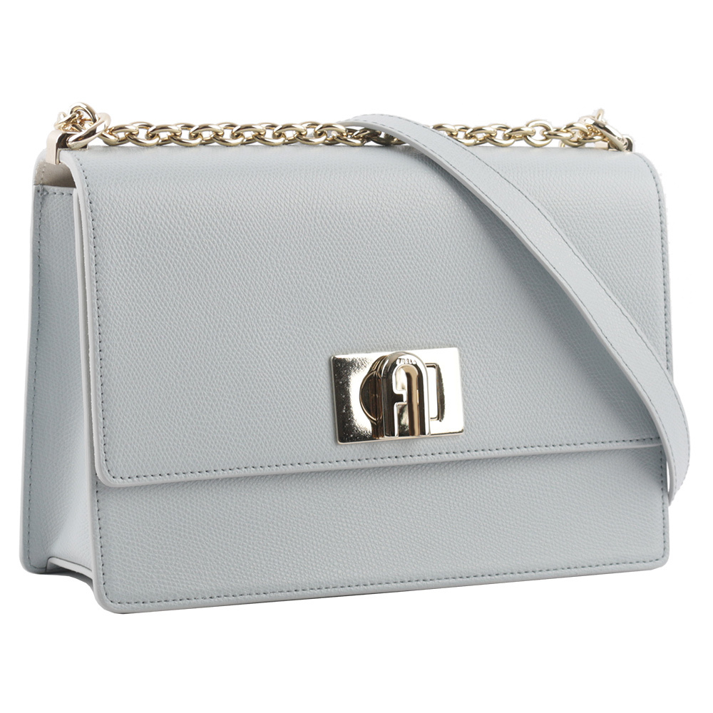 【FURLA】1927 拱門轉釦小款翻蓋鏈帶二用包