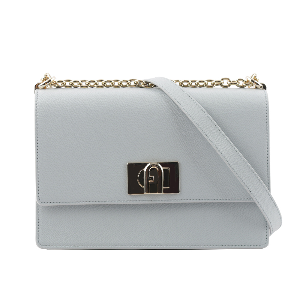 【FURLA】1927 拱門轉釦小款翻蓋鏈帶二用包