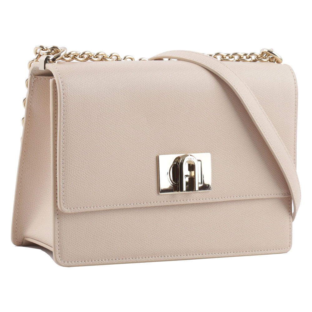 【FURLA】1927 拱門轉釦小款翻蓋鏈帶二用包