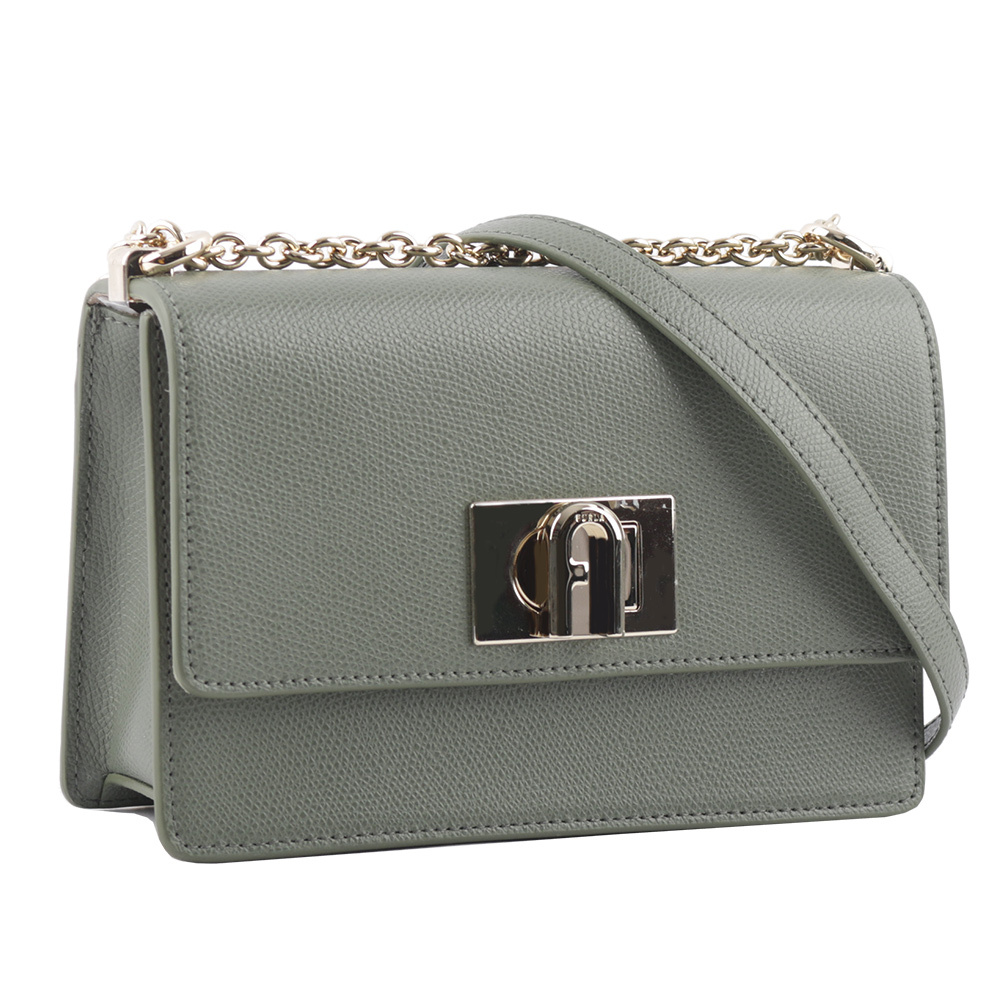 【FURLA】1927 拱門轉釦迷你翻蓋鏈帶二用包