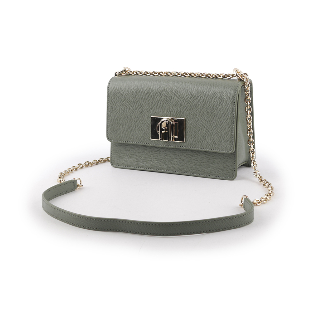 【FURLA】1927 拱門轉釦迷你翻蓋鏈帶二用包(仙人掌綠) BAFKACO ARE000 0J000
