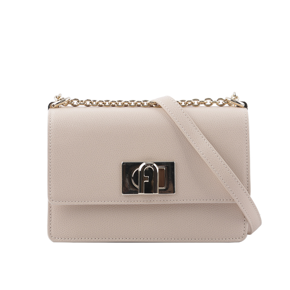 【FURLA】1927 拱門轉釦迷你翻蓋鏈帶二用包