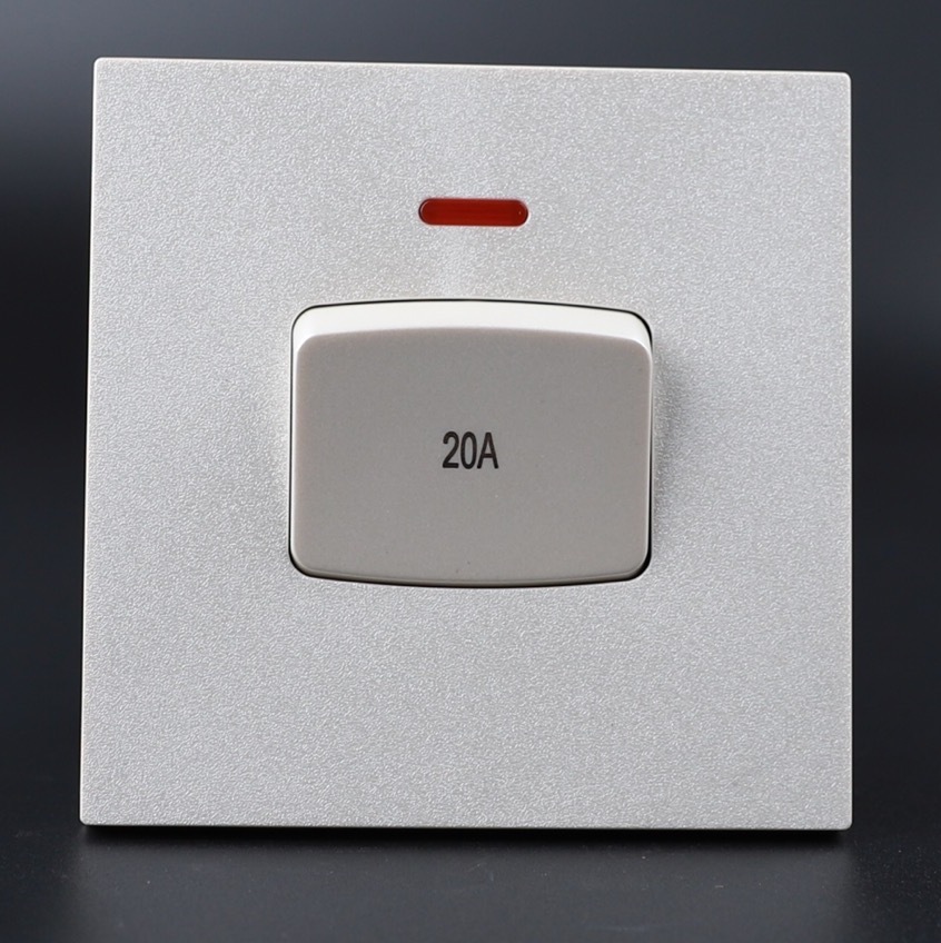 UTEN 6M 20A雙極開關帶LED指示燈 (白色/灰色)