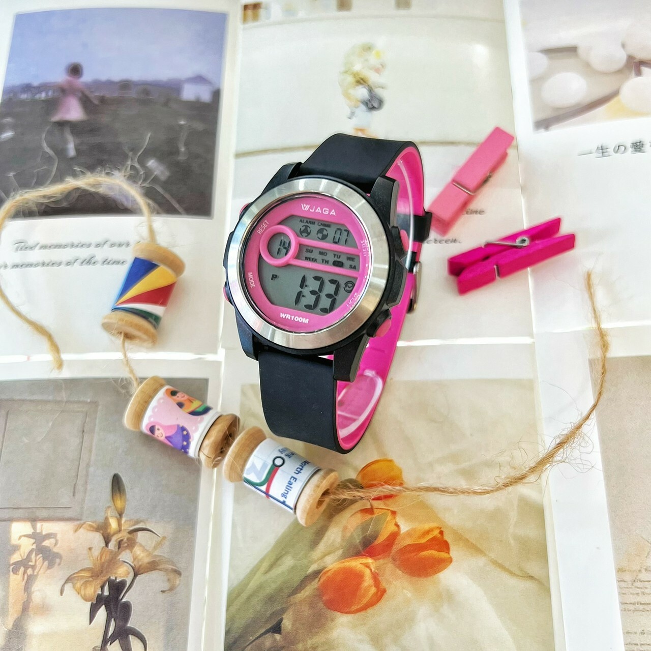 【JAGA 捷卡】多功能輕巧休閒運動電子錶 M-1196-AG 41mm 現代鐘錶