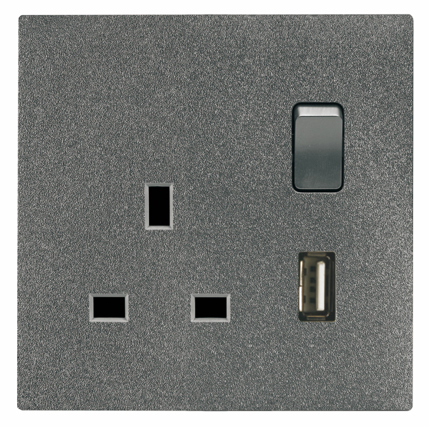 UTEN 6M 13A單位連保護門有掣插座＋USB (白色/灰色)