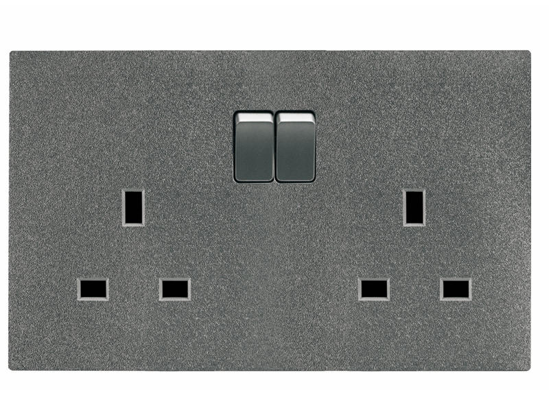 UTEN 6M 13A兩位連保護門有掣插座 (白色/灰色)