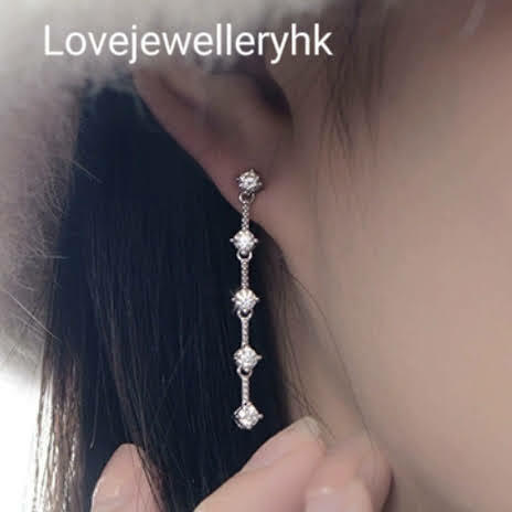 莫桑鑽長吊耳環     E1C015