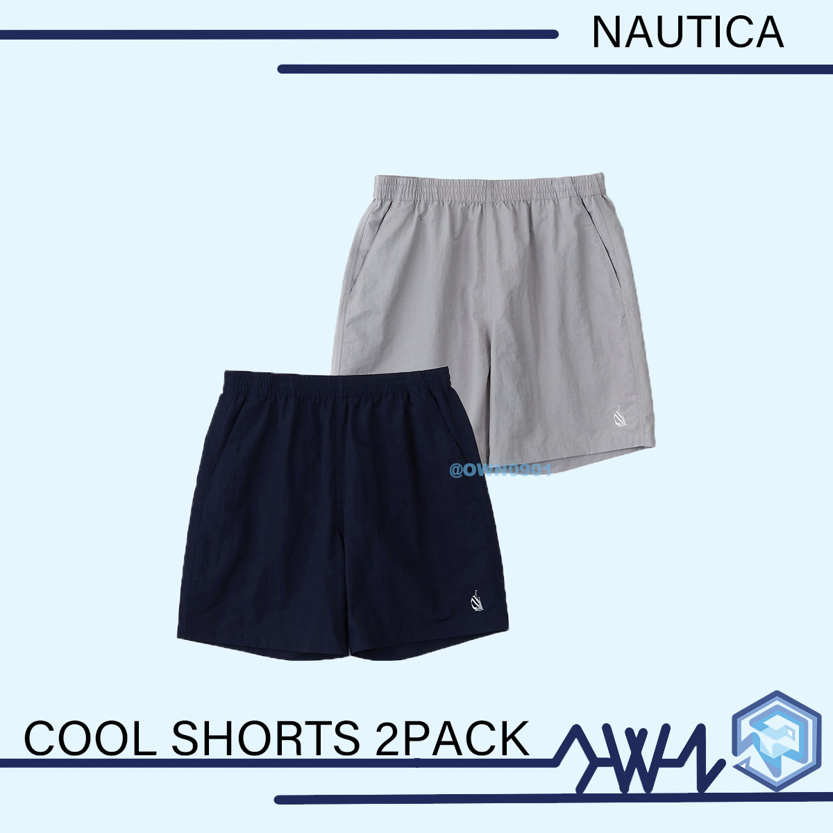 【零碼】NAUTICA COOL SHORTS 涼感 短褲 灰 深藍 韓國線 🇰🇷 NSP7523MIX