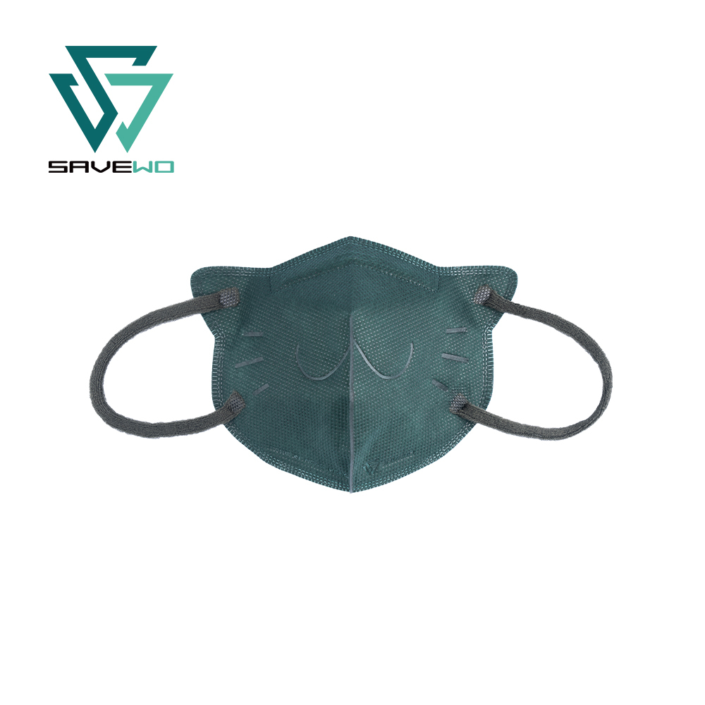 *KS 兒童細碼* SAVEWO 3DMEOW DARK GREEN 救世立體喵兒童防護口罩 深綠色 (30片獨立包裝/盒) (2-6歲適用)
