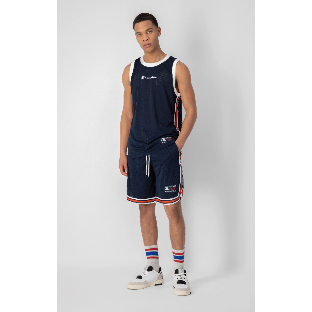 男款-LEGACY定番LOGO網眼籃球背心-深藍色（218769-BS501）