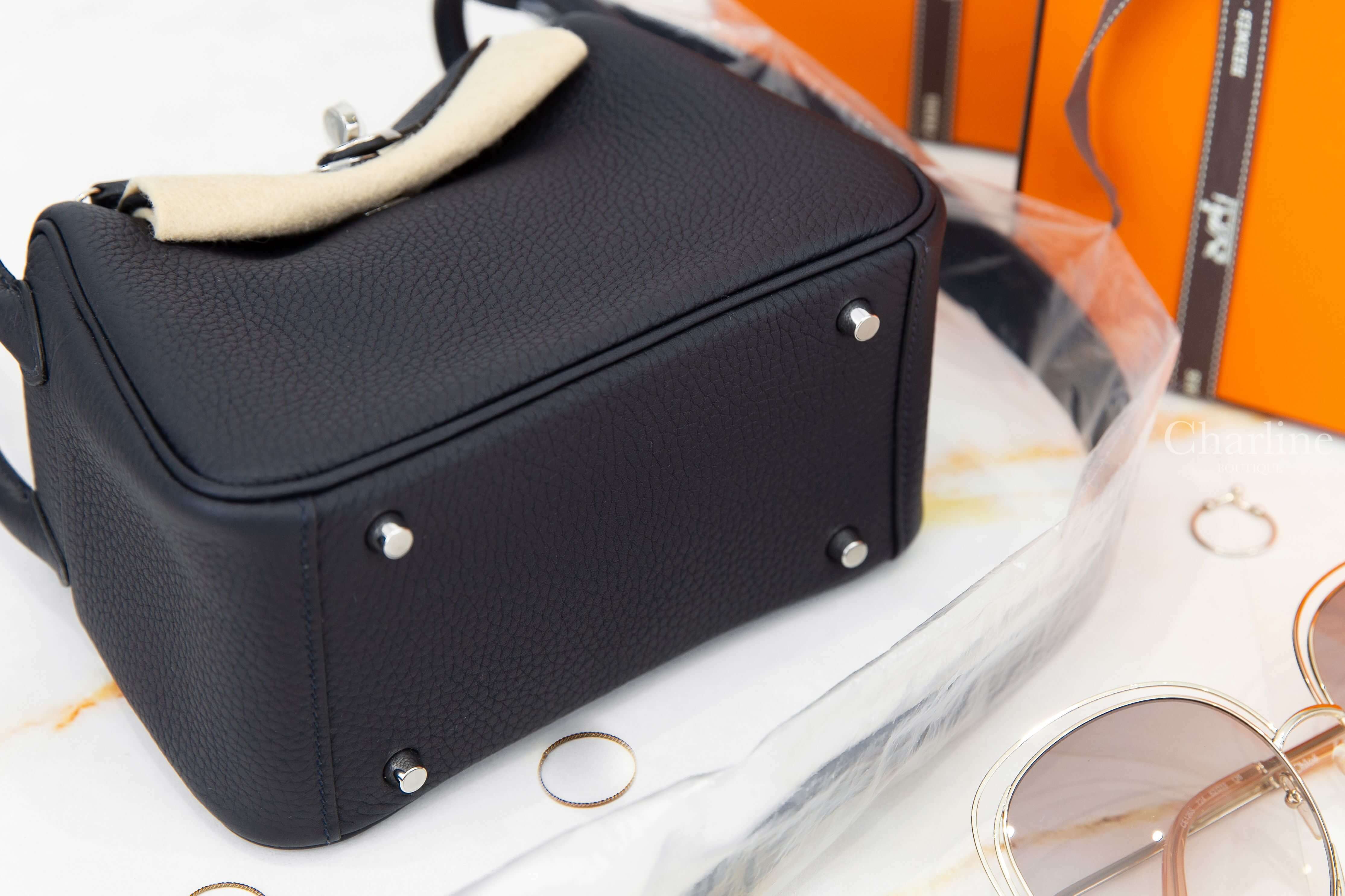 Hermès Lindy Mini 3Y Caban Taurillon Clemence U刻深藍色銀釦-Charline Boutique 精品代購