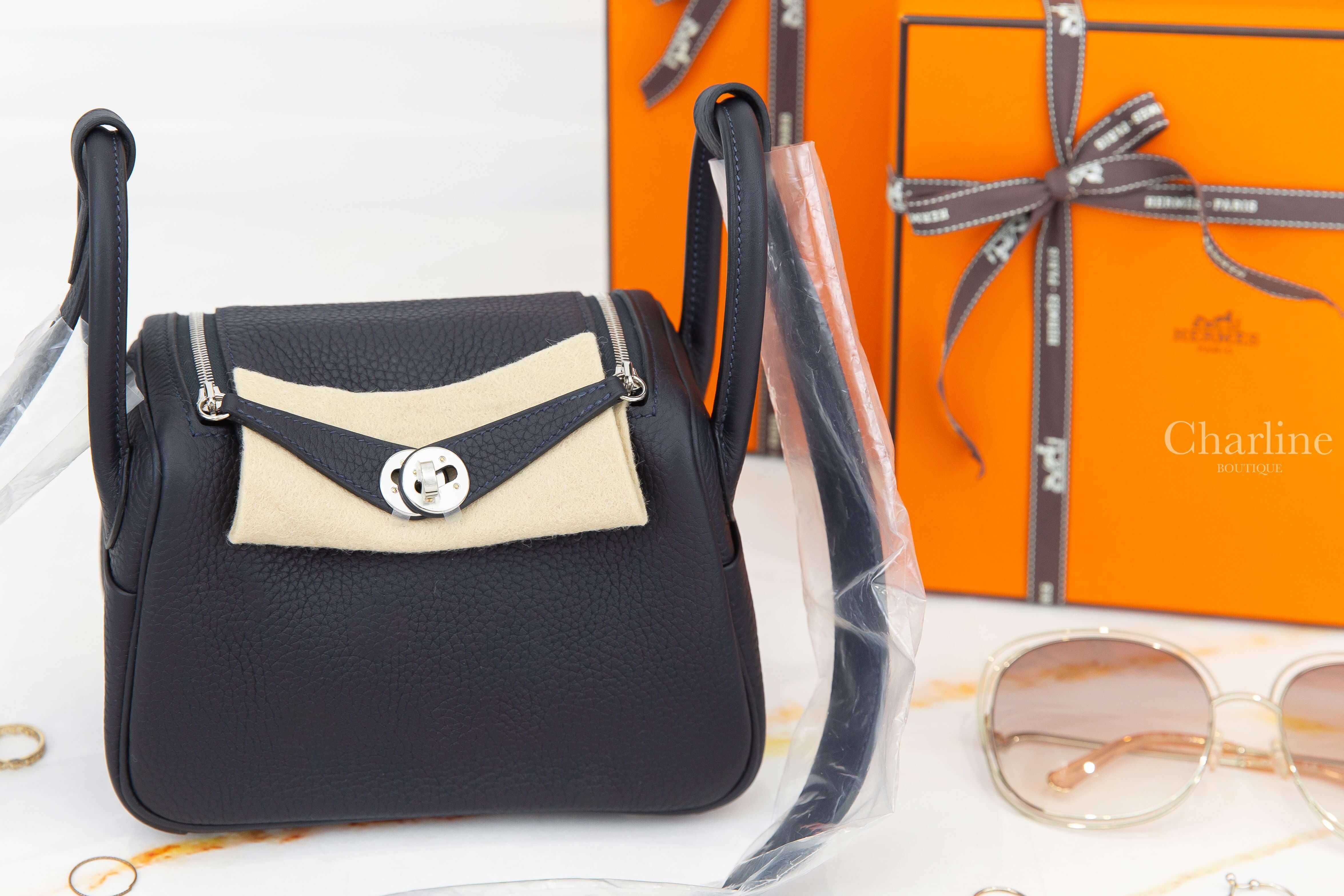 Hermès Lindy Mini 3Y Caban Taurillon Clemence 深藍色銀釦