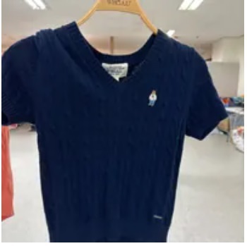 [S] WHO.A.U STEVE V-NECK CABLE CROP SWEATER,NAVY, WHKAD2411F-NAVY (SWAU166)