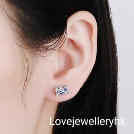 莫桑鑽祖母切耳環    E2C011