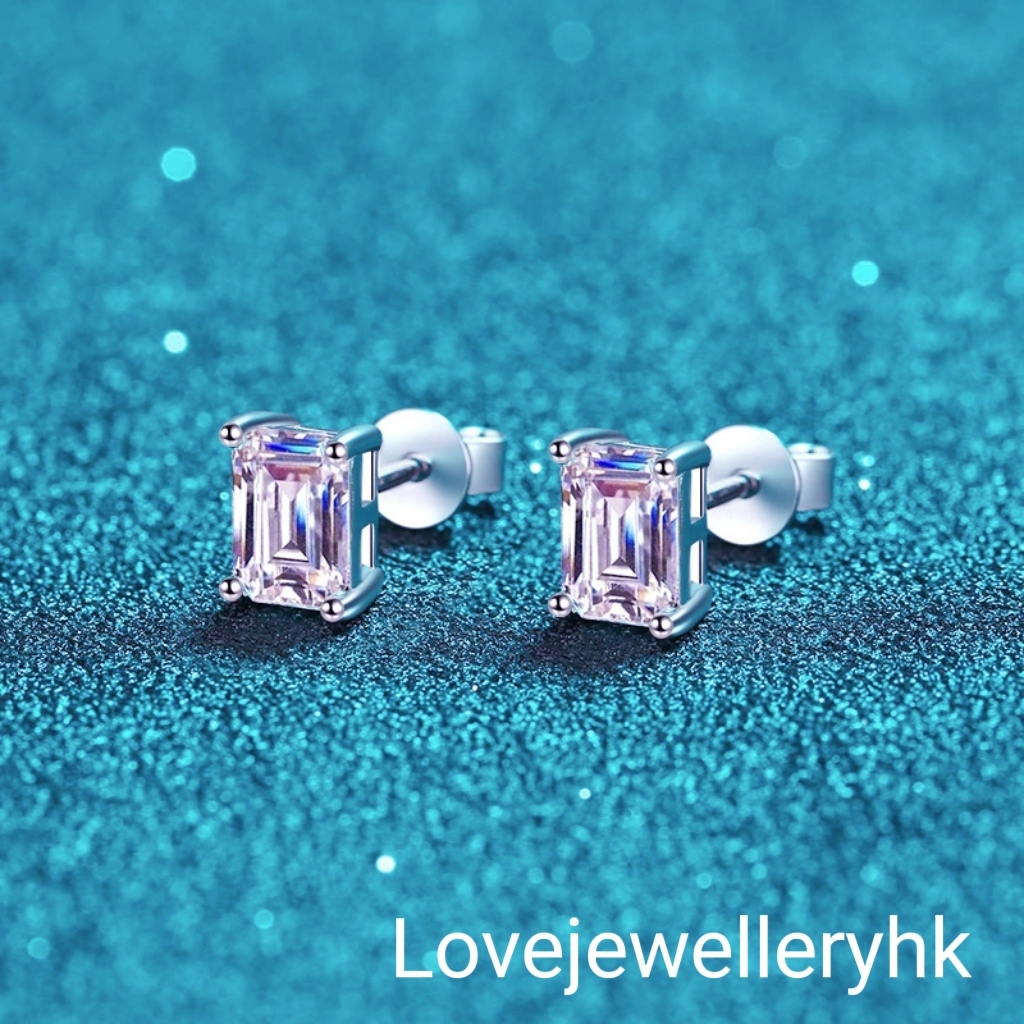 莫桑鑽祖母切耳環    E2C011