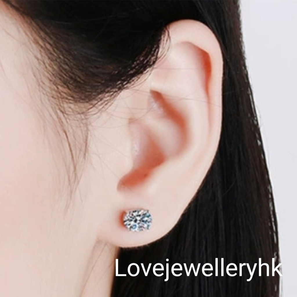 莫桑鑽蛋形耳環    E2C010