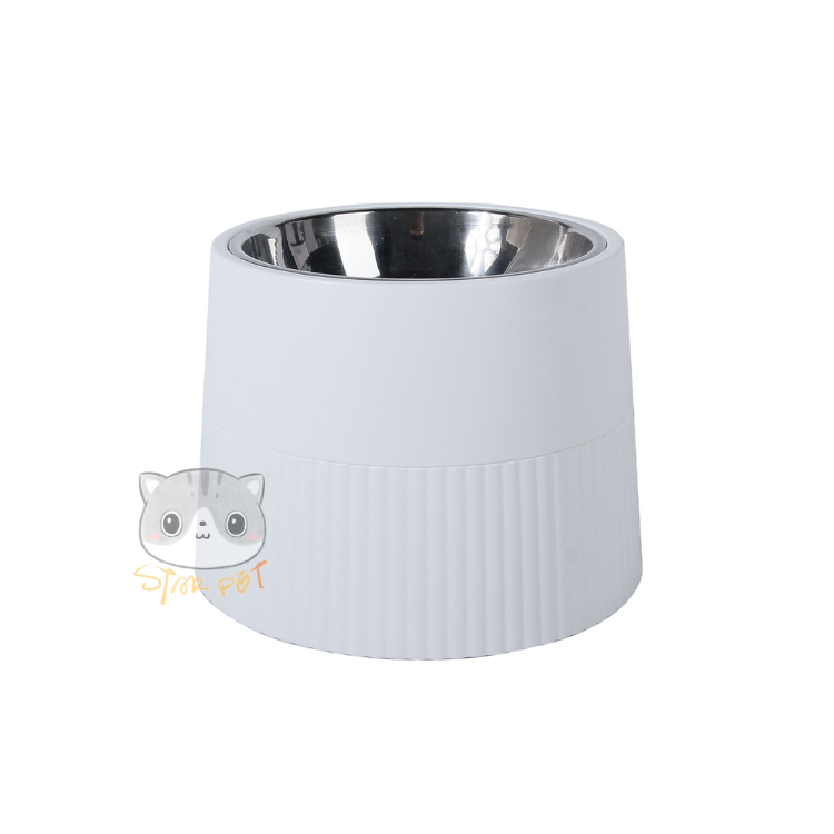 MSBC Stainless Steel Elevated Dog Bowl - White