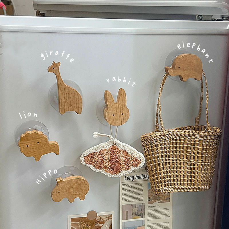 《2742》日式木質可愛動物牆貼掛勾