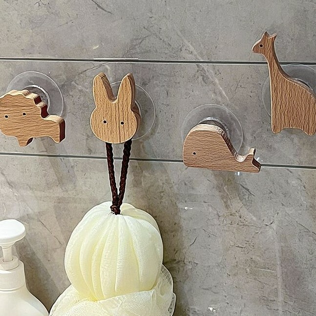 《2742》日式木質可愛動物牆貼掛勾
