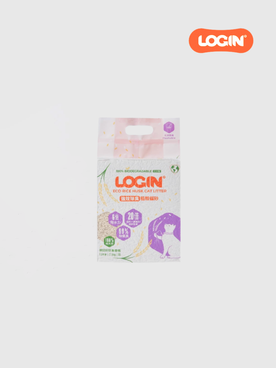 【澳洲LOGIN】洛格強效除臭稻殼貓砂｜可沖馬桶