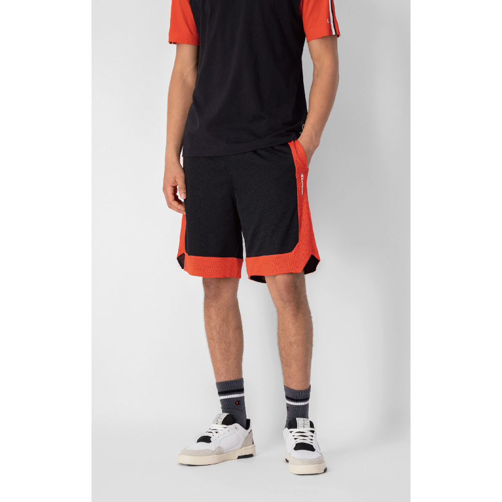 男款-LEGACY定番網眼籃球短褲-黑/紅（218698-KK002）