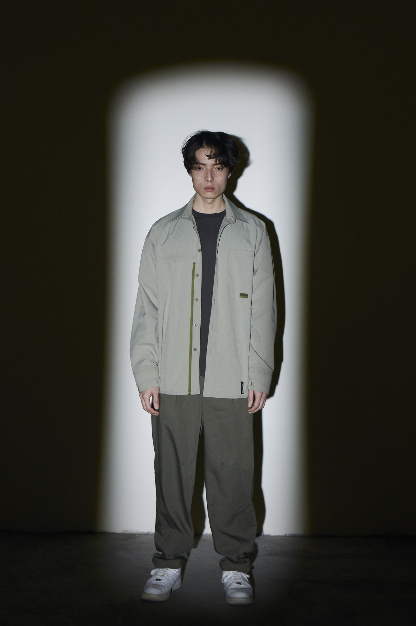 打摺剪裁長褲- 橄欖綠