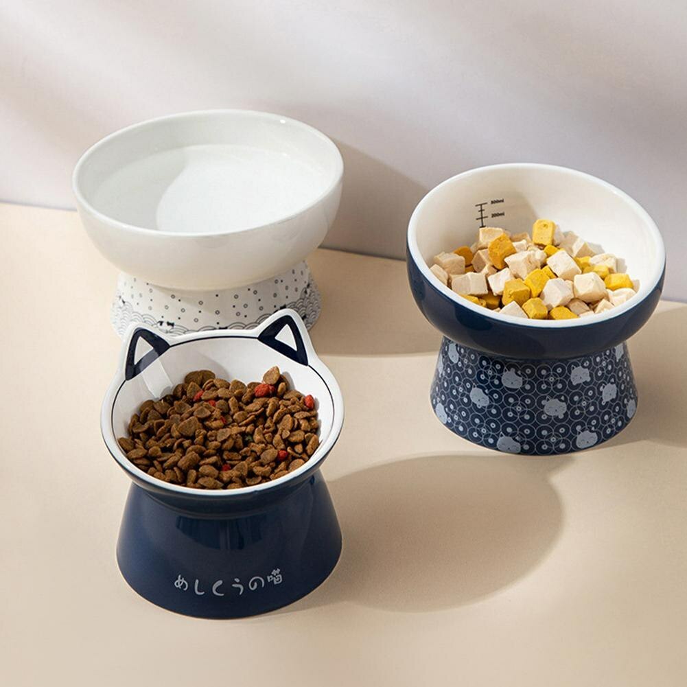 Ceramic Raised Bowl for Cats and Small Dogs