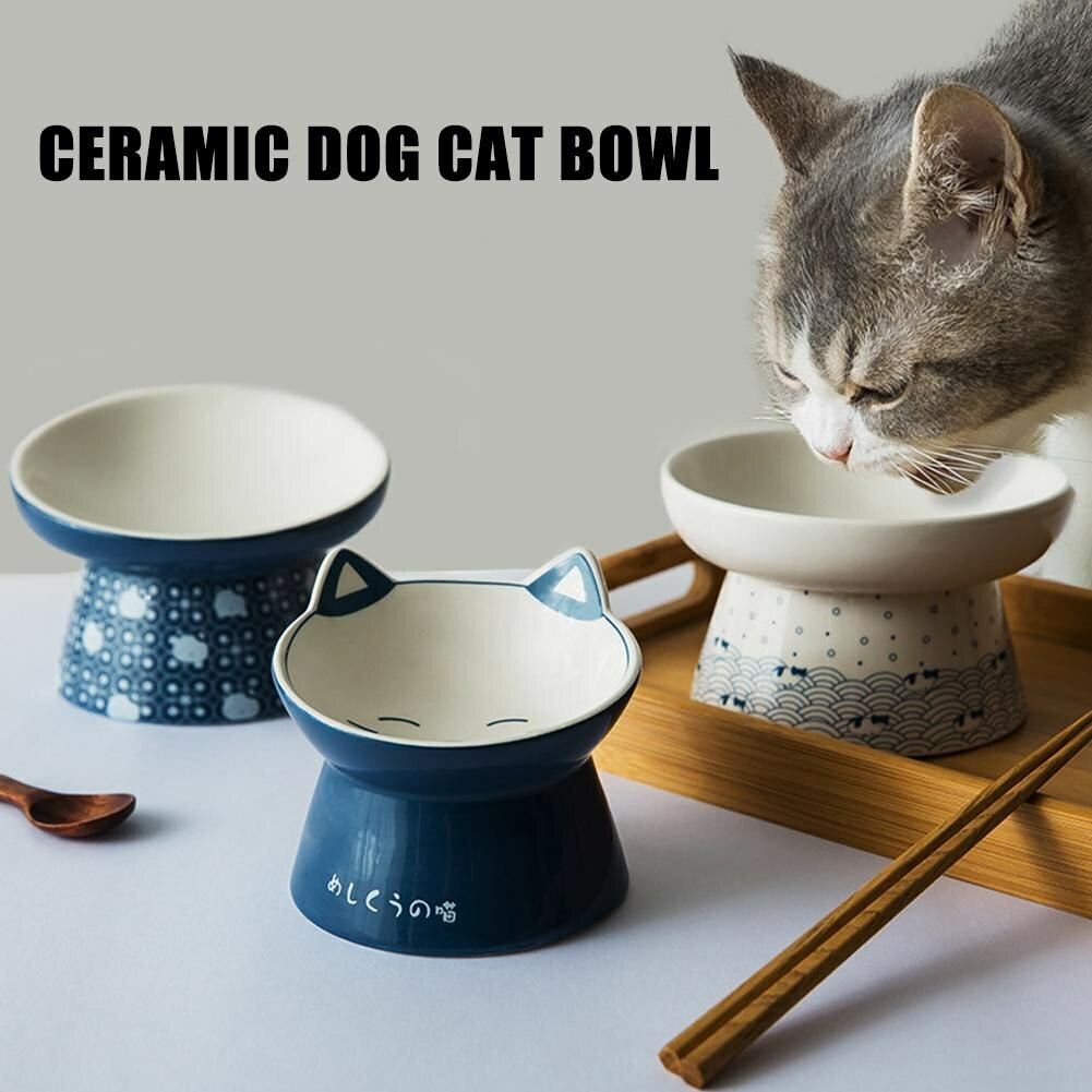 Ceramic Raised Bowl for Cats and Small Dogs