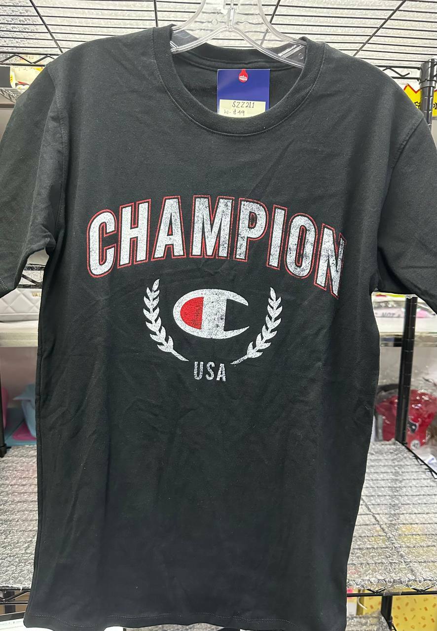 [S] CHAMPION SHORT SLEEVE T-SHIRT,BLACK, SZZ211 (SZZ211)