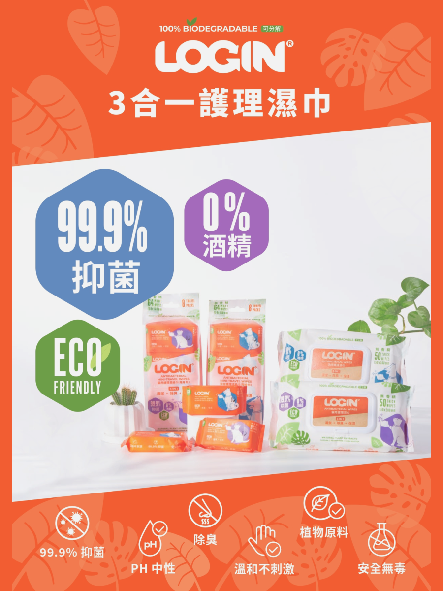 【澳洲LOGIN】貓用｜除臭抑菌護理濕紙巾｜隨身包