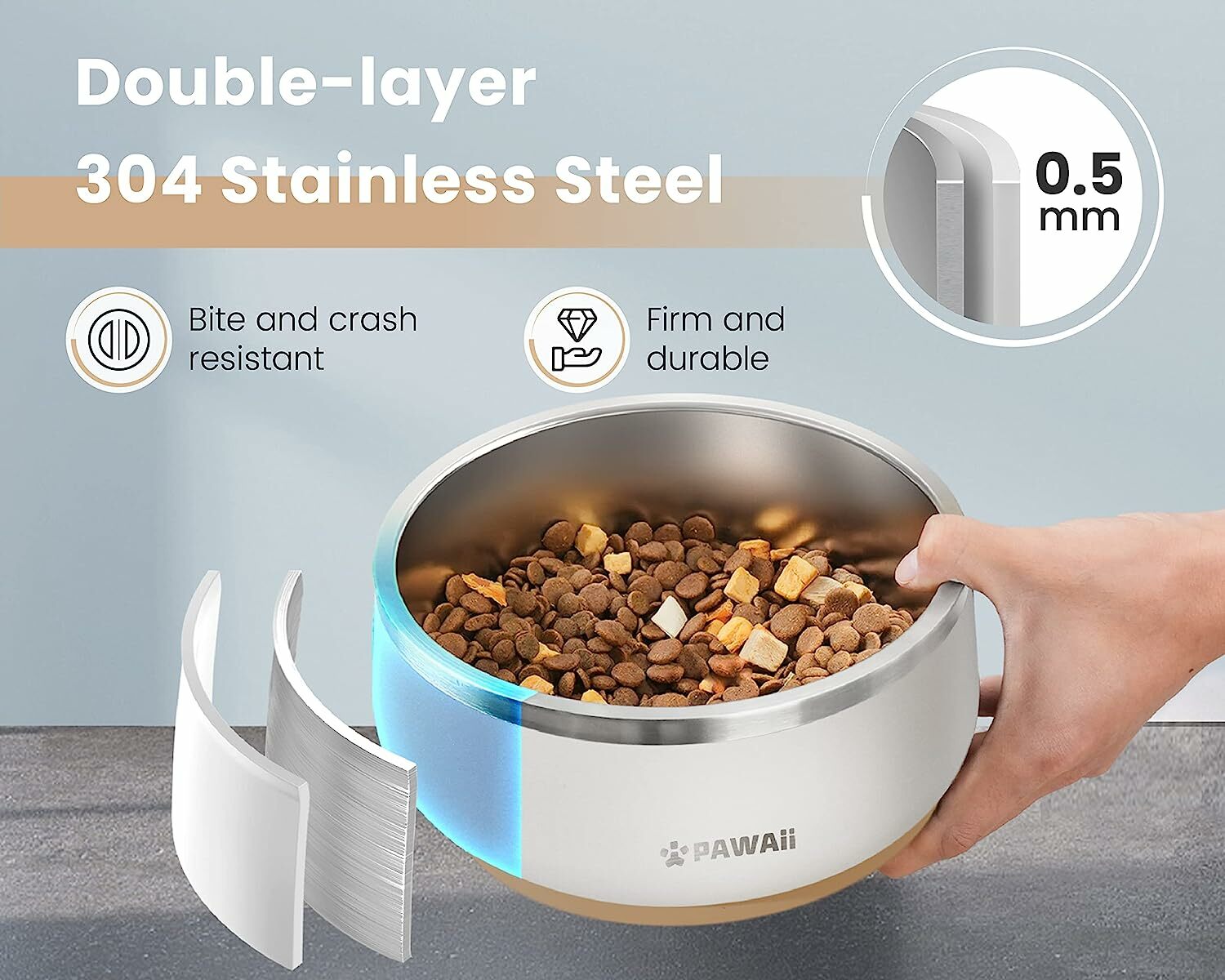 Pawaii GBowl Double Layer Stainless-Steel Dog Bowl 1L