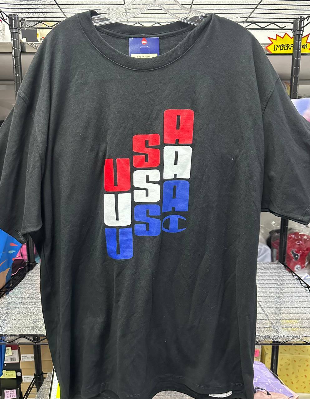 [S] CHAMPION USA PRINT SHORT SLEEVE T-SHIRT,BLACK, SZZ12 (SZZ212)