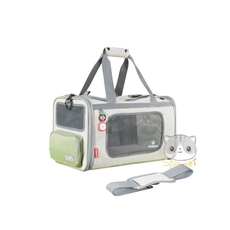 Pawaii Cat Carrier Beige and Tea Green