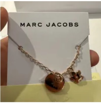 [S] MARC JACOBS M0012398-715 COIN CRYSTAL PENDANT NECKLACE,ROSE GOLD, 191267795294 (SMJ113)