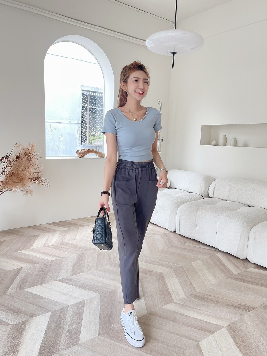 ［現貨］限時直播價🔥07.13直播新品］💗闆娘獨家設計🇰🇷正韓正反兩面穿超彈透氣棉t（超美藍/四色）