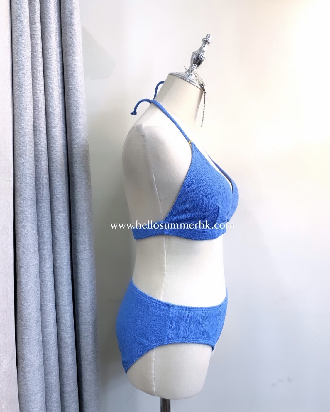 【 SS091 】紋理質感粉藍泳衣比堅尼 Bikini