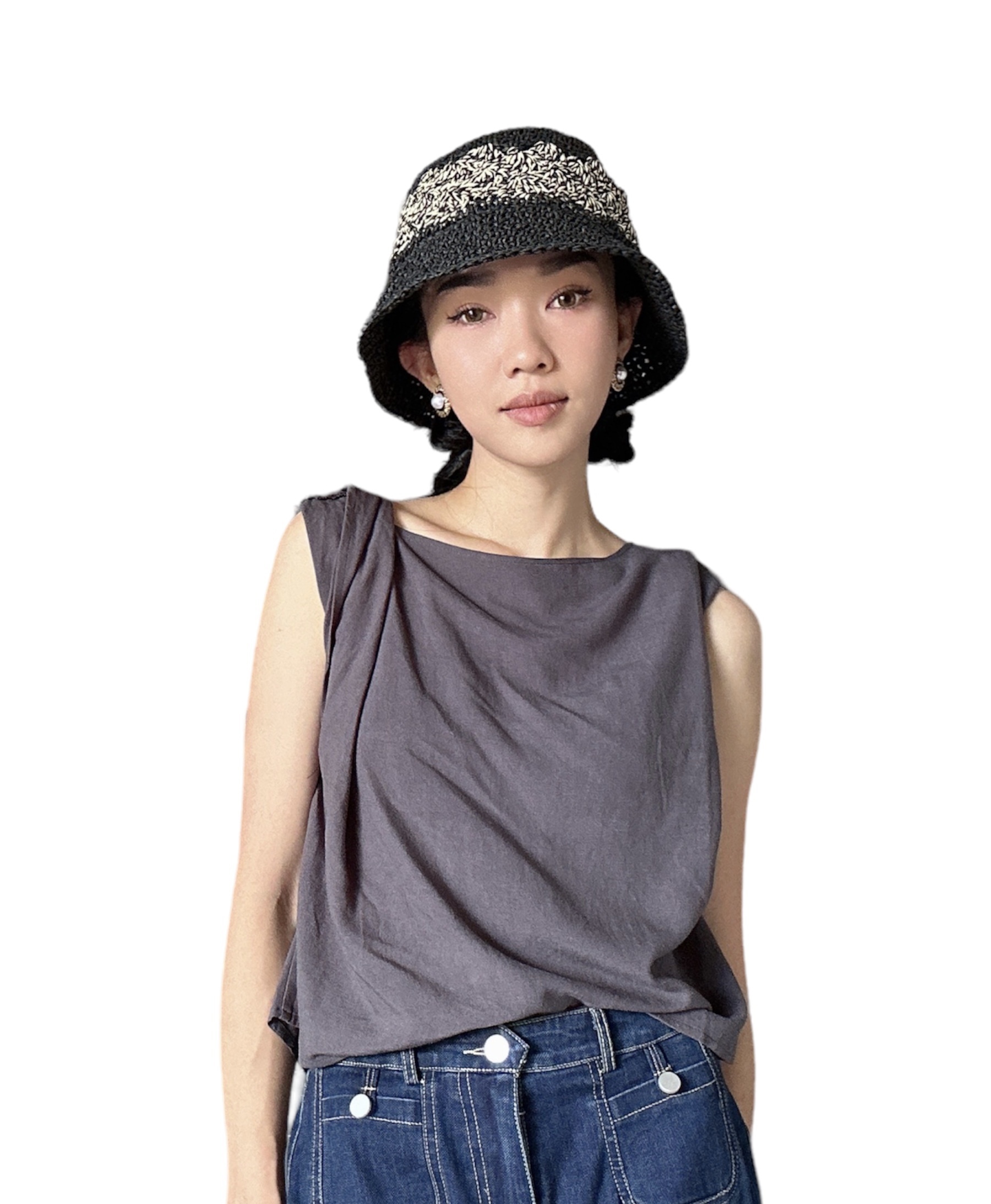 一邊扭肩軟布上衣（現貨款式）