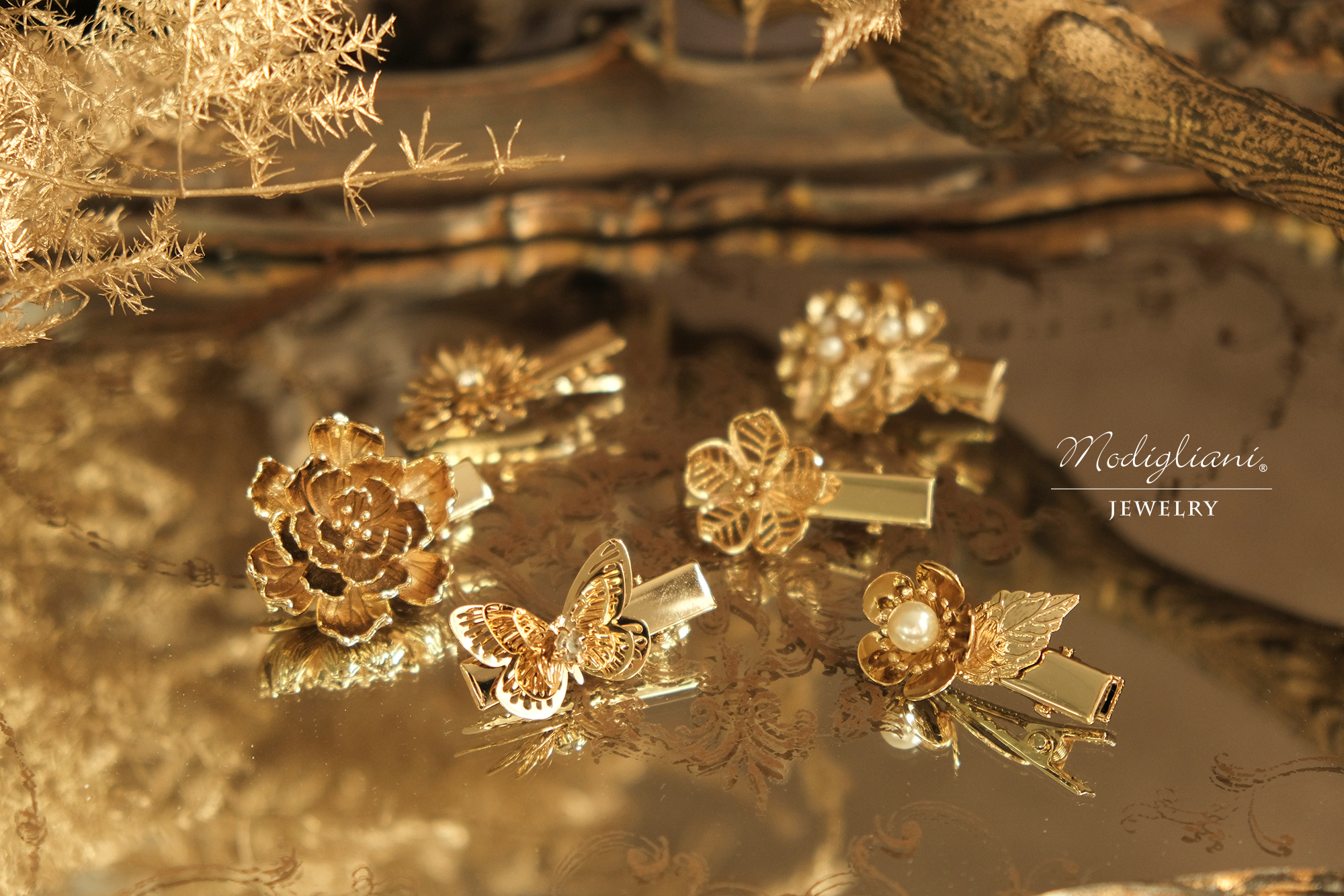 黃銅飾品,髮夾, 飾品,黃銅,花草,氣質,小巧