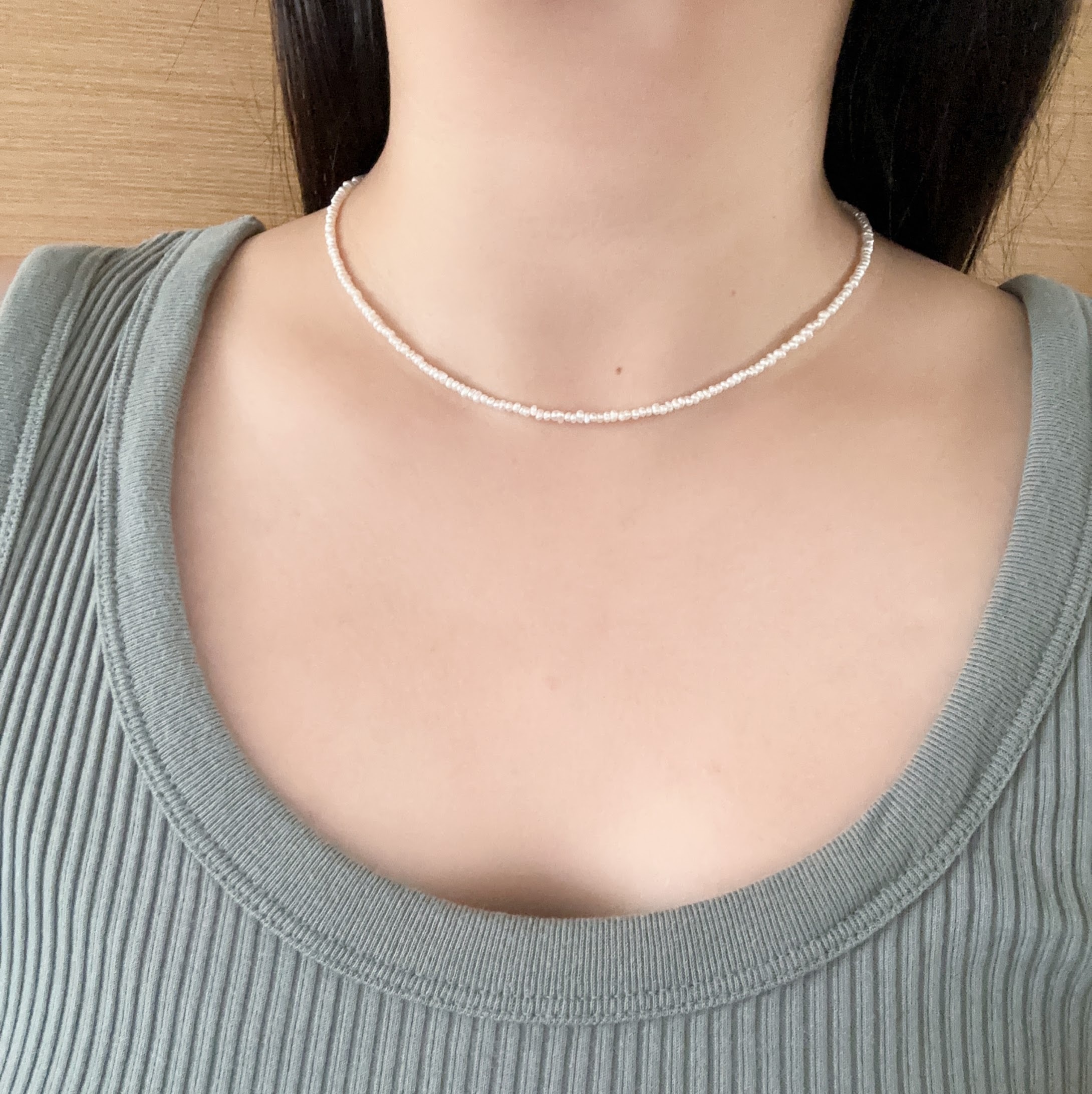 Baby / Mini Baby扁扁不規則珍珠項鍊